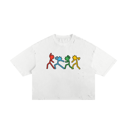 Shirt,White,New,OYM,Distressed,Cropped,Boxy,Tshirt,Tee